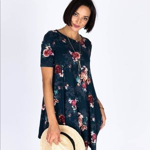 Agnes and Dora Swing Tunic Teal Vintage Floral